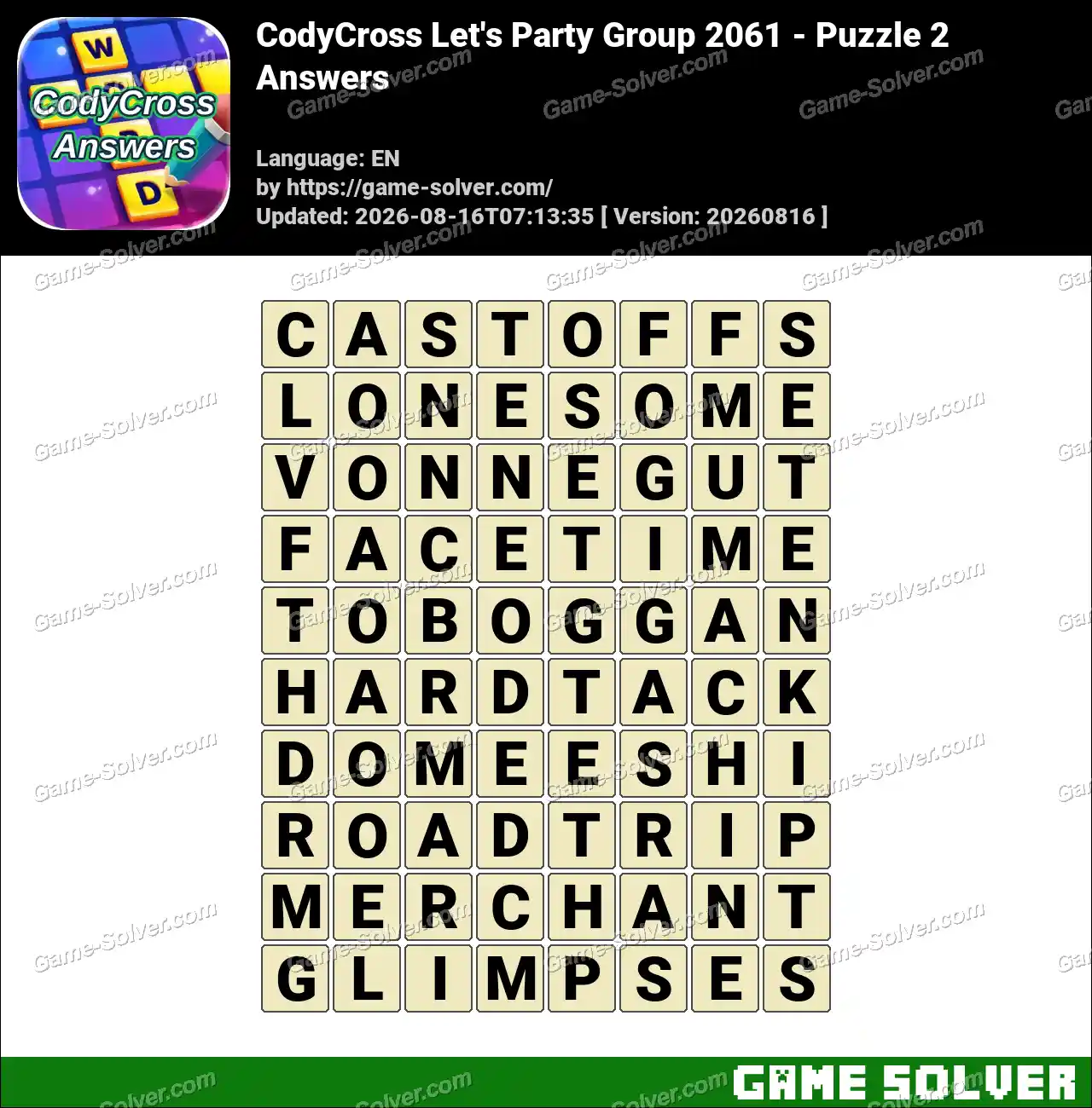CodyCross Let’s Party Group 2061 – Puzzle 2 Answers